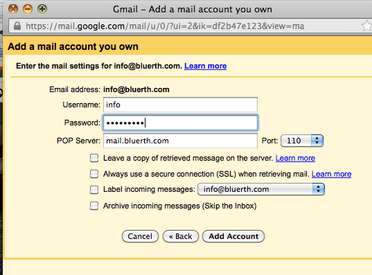 Add an email account you own to Gmail